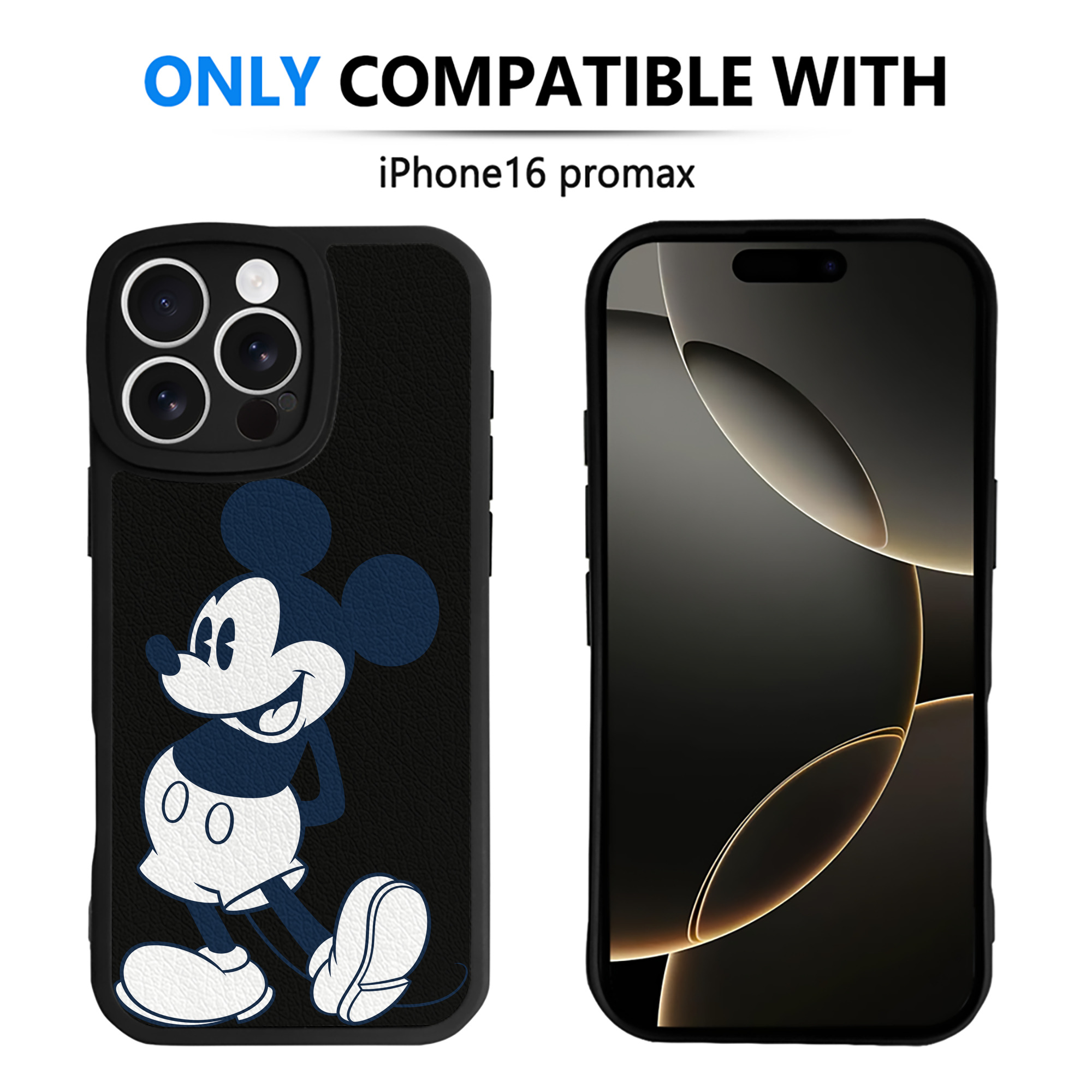 （画像用） ミッキーマウス Mickey Mouse 【iPhone 16シリーズ対応】シリコンスマホケース（レザー調） 材質：シリコン